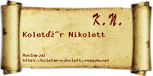 Koletár Nikolett névjegykártya