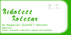 nikolett koletar business card